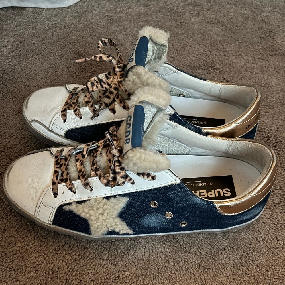 GOLDEN GOOSE denim and shearling superstars ⭐️ price drop